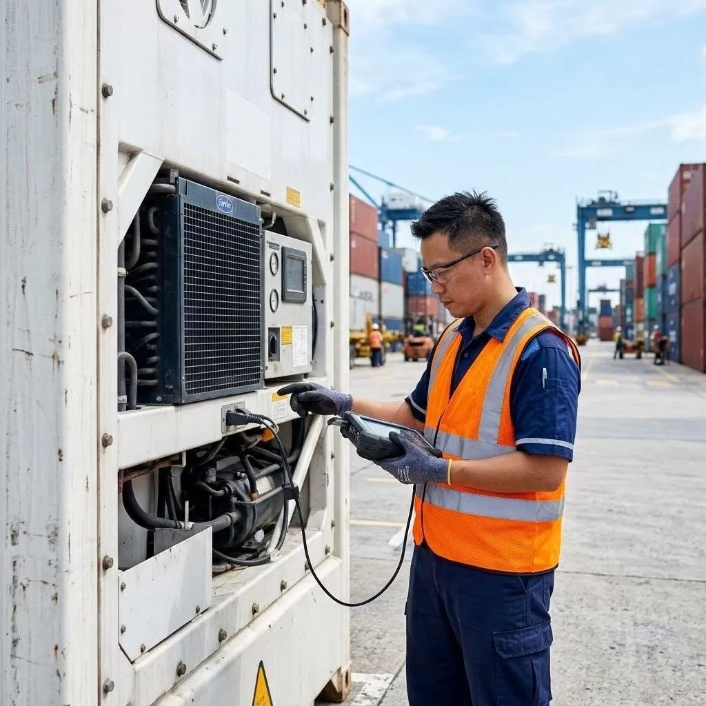Kiểm tra máy lạnh và bộ điều khiển của container kho lạnh